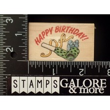 RUBBER STAMPEDE RUBBER STAMPS 539-D PARTY FAVOR HAPPY BIRTHDAY WISHES T28