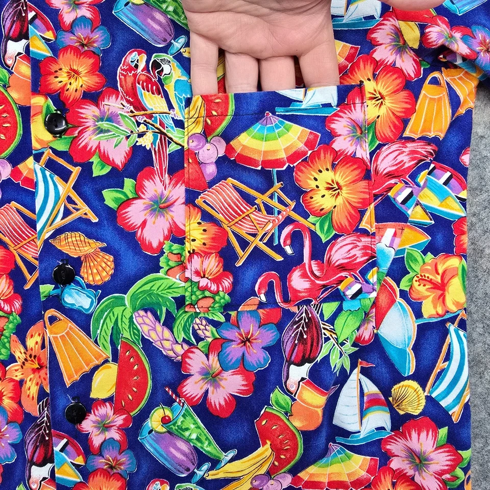Sun TanGo Hawaiian Shirt Mens Medium Party Cocktail Wild Print Tropical Vintage - Image 3 of 4