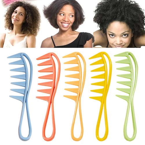 Wide Tooth Shark Plastic Comb Curly Hair Salon Hairdressing Comb Massage US `