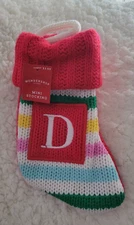 Wondershop Knit Rainbow Stripe Monogram D Mini Stocking New