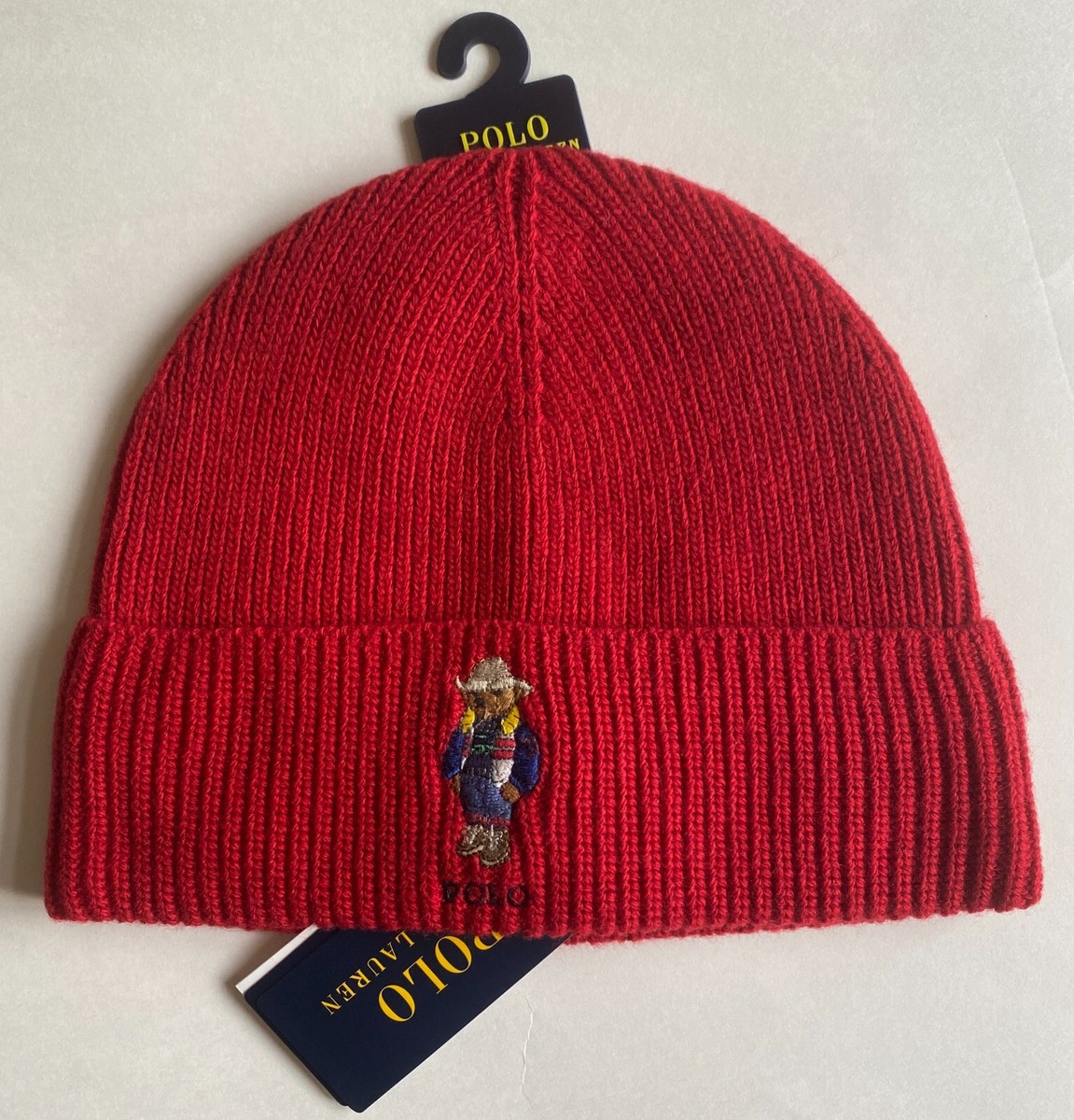 $58 NWT Mens Polo Ralph Lauren Preppy Bear Knit Cuff Beanie Ski