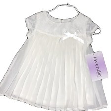 Lavender by Us Angels Formal Dress sz 18 mo White pleated Dress NEW NWT