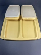 Vintage Tupperware Dual Snack Storage Tray w/Inserts #816-6 Very Rare