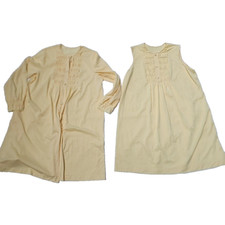 GOSSARD ARTEMIS Sz L Large Vtg Yellow Smocked Nylon Peignoir Nightie Robe