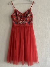 RED NETTING FLORAL DRESS NEW 6/8 SUMMER PARTY EVENING GLAM WEDDING OCCASION