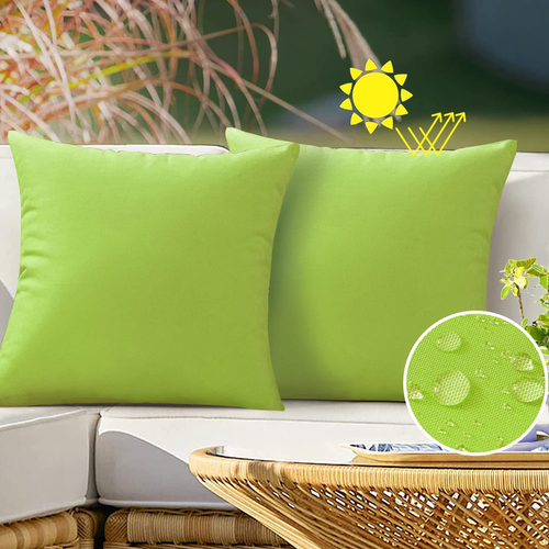 Outdoor Waterproof Throw Pillow Covers 18X18 Set of 2 Decorative Green Patio Fur