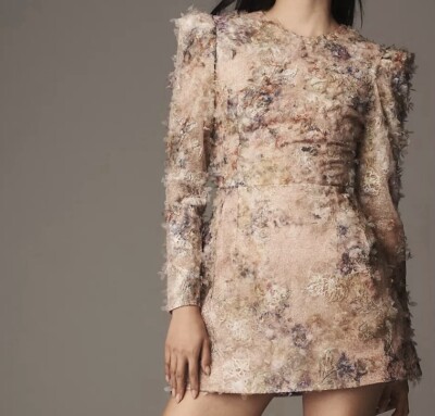 fitted lace wedding dress ZUHAIR MURAD long sleeve embellished evening mini dress
