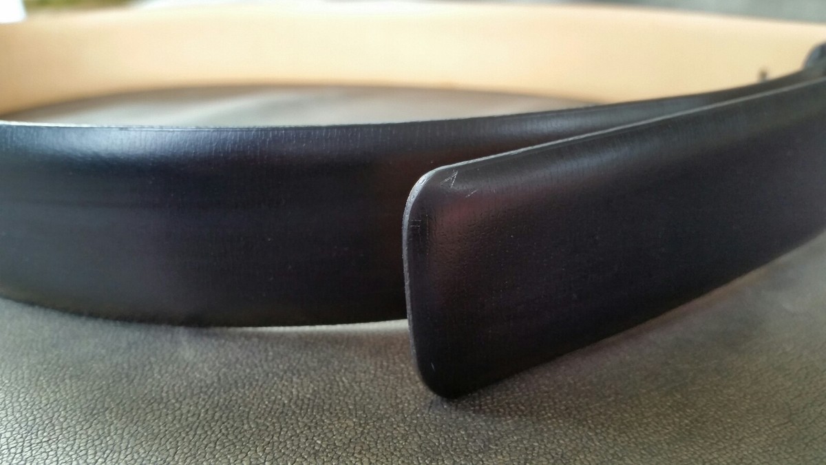 New Michel Rene Mens contemporary Black Leather /chrome belt  display picture 1