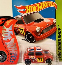Hot Wheels Morris Mini #77 British Flag Top Red Car 2014 HW Workshop Series 🔥