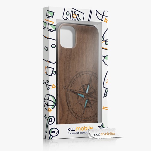 Wooden Case for Apple iPhone 11 Navigational Compass Mother of Pearl - Picture 7 of 9