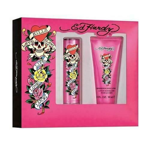 Ed Hardy Women's Perfume Gift Set 4 Pieces Include Fragrance Mist