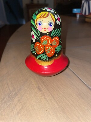 Russian Matryoshka Roly Poly Doll Musical Bell Chime 4in Tall