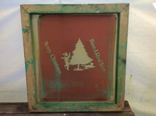 Vintage Silk Screen Printing "Have A Real Tree Merry Christmas" Wood Frame