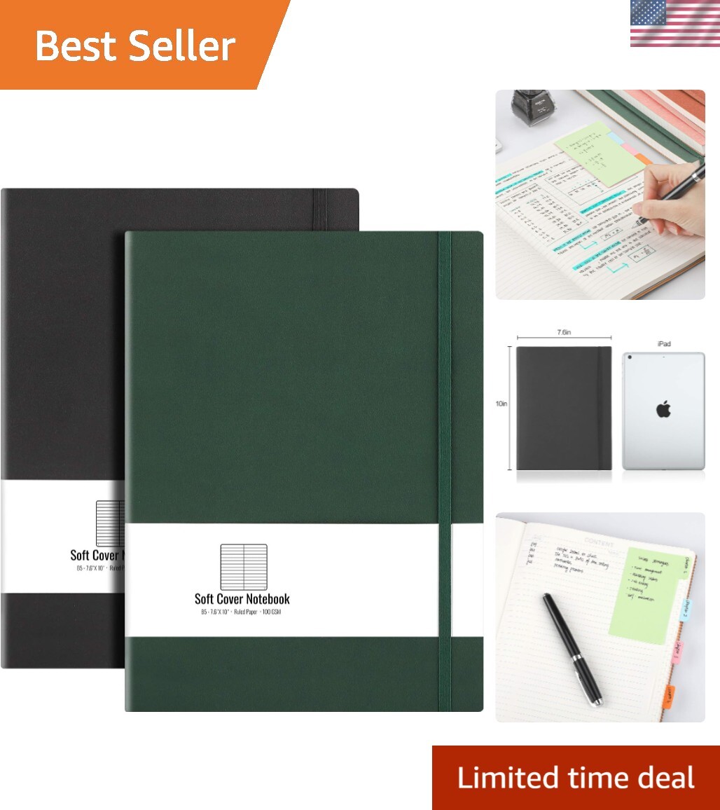 B5 College Ruled Notebook with Sticky Notes Set - 408 Pages Durable Cover Study Essential-image