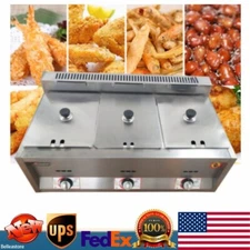 3 Pans Food Warmer Steam Buffet Counter-top Gas Fryer Steam Table Commercial 6L