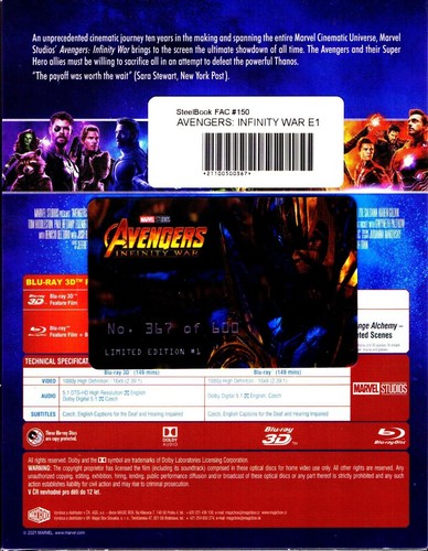 Avengers Infinity War 3D XL Full Slip SteelBook Blu-ray 2018 FilmArena FAC #150 - Picture 5 of 9