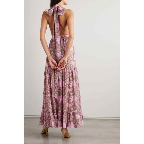 Maxi abito floreale Hannah Artwear schiena aperta rosa taglia 1/S - Foto 2 di 5