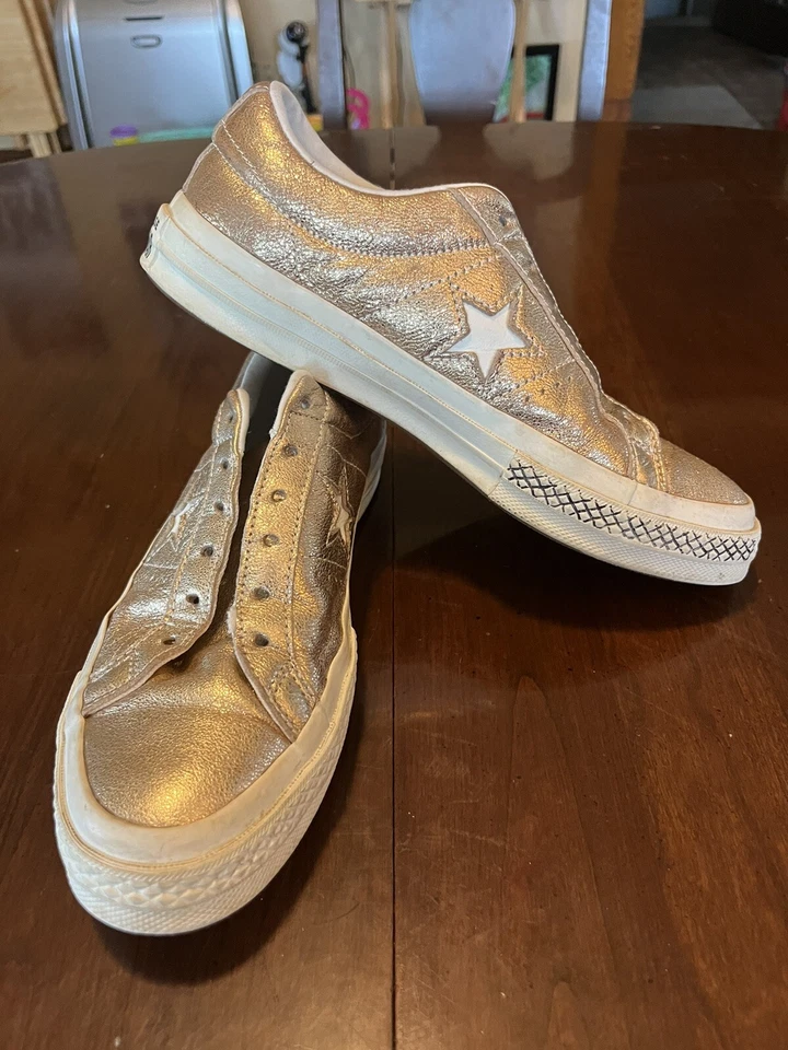 Zapatilla deportiva de skate baja Converse One Star "Gold Egret" para mujer talla 8,5 Foto 3 de 4