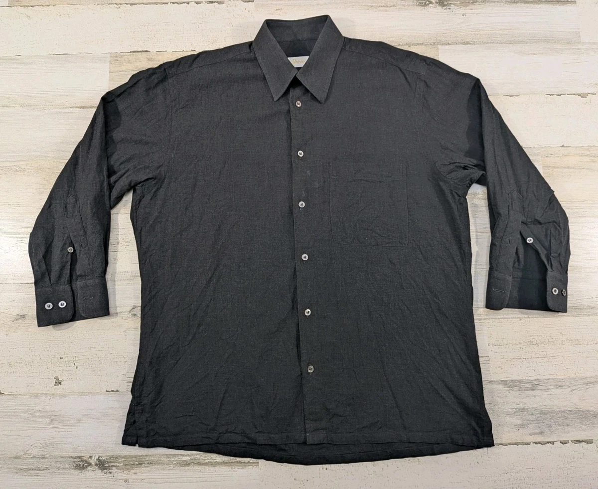 Camisa De Hombre De Manga Larga Tallas Grandes - Liso O A Rayas, Cuello Con Botón, Casual