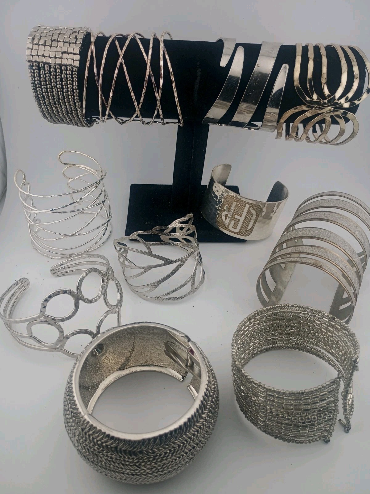 VTG Silver (Untested) Cuff Bracelet Collection Lot - image 1