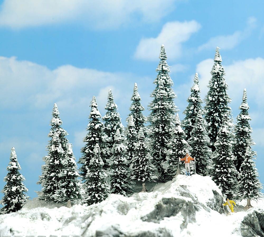 Busch H0 6466 20 Snow Fir Trees for Winter Landscape 6 - 13.5 cm high