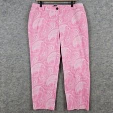 Talbots Women's Size 14W Pink Paisley Print Perfect Crop Pants Cotton Spandex