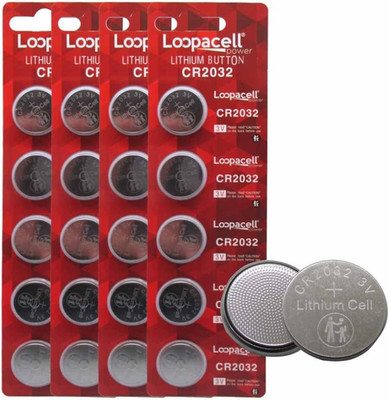 LOOPACELL CR2032 3V Lithium Coin Battery (20 Pack)   High Capacity Button round