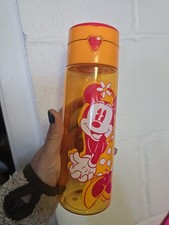 Disney Store Orange Minnie Mouse Sports Water Bottle With Push Button Opening