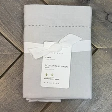 POTTERY BARN BELGIAN FLAX LINEN PILLOW SHAM SET (1) EURO ~ LIGHT GRAY