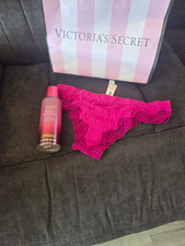 1 Mistic Victoria's Secret PINK Cheeky Panties Solid Lace Trim Pink Women