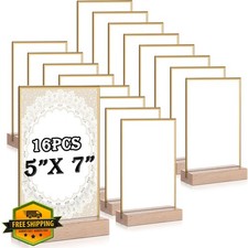 Vinsot 16 Pack 5x7" Gold Acrylic Sign Holder Stand T Shape