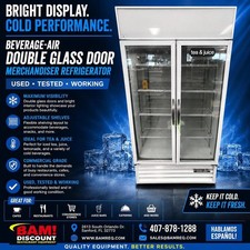 Beverage-Air Double Glass Door Merchandiser Refrigerator Cooler White