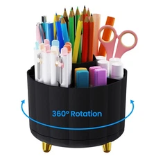 360 Degree Rotating Pen Holder for Desk, 6 Slots Desktop Organizer Caddy for Pen