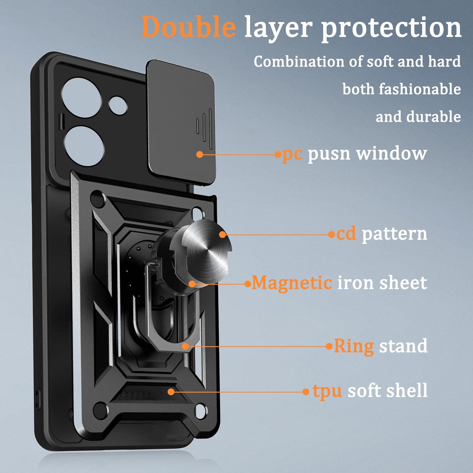 Coque Xiaomi Redmi A5 4G armure rigide avec cache objectif coulissant - 4