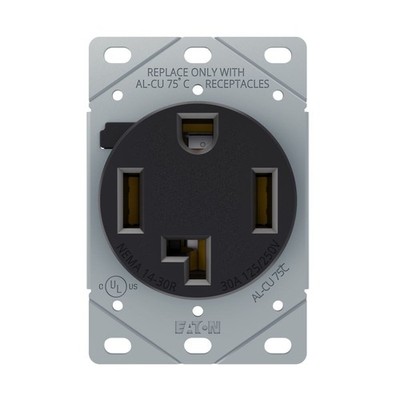 (3 PACK) Eaton AH1257BK-F Flush Mount Receptacle 30A 125/250V 3P4W