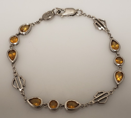 MOD Harley Davidson Sterling Silver Citrine Bracelet 7"   .19