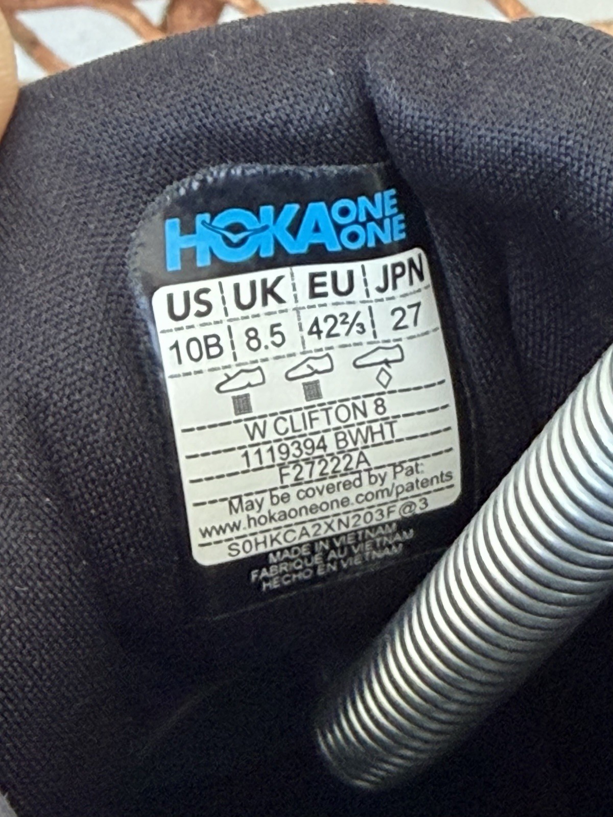 Hoka One One Clifton 8 Womens Black 1119394 BWHT Shoes Running Sneakers 10 B thumbnail 9