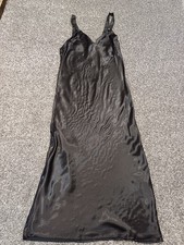 Zara Slip Dress Women Small UK 8 Black Draped