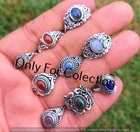 Labradorite & Mix  Rings Lot 925 Sterling Silver Plated Gemstone Bulk Jewelry