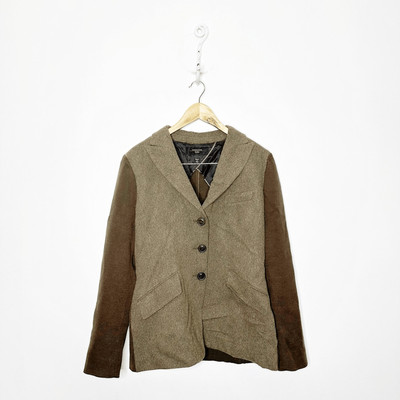 Vtg 80s MAX MARA WEEKEND virgin Wool Blazer Brown Italy academia womens US 14