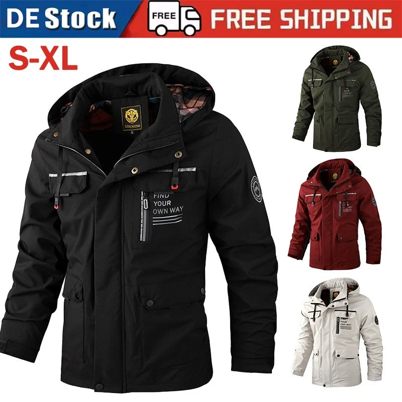 Herren leichter Windbreaker Regenjacke Softshell Jacke mit Abnehmbarer Kapuze - Bild 4 von 4
