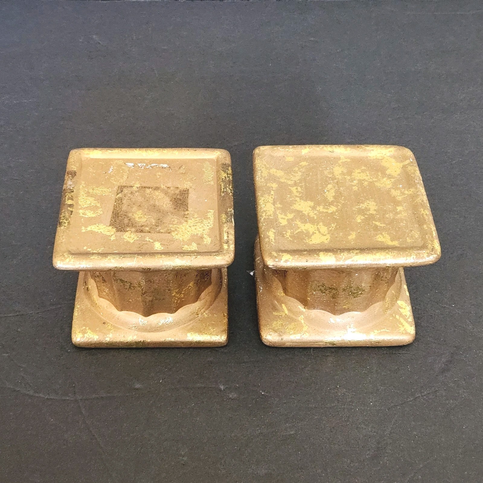 Vintage Ceramic Column Pedestal Candle Holder Riser Set Of 2 For Pillar Candles