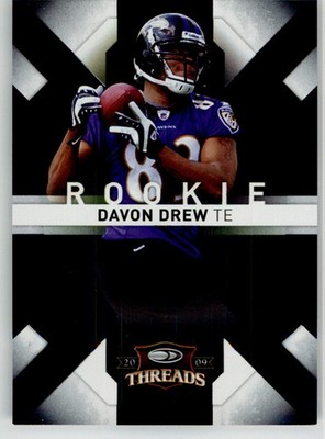 Davon Drew 2009 Donruss Threads 134 #/999 Baltimore Ravens Rookie