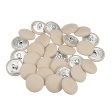 30pcs Fabric Cloth Covered Button 20mm Metal Round Sewing Buttons Beige