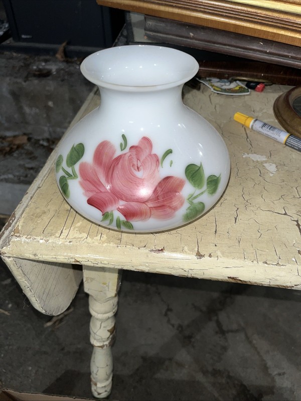 Hand Painted Oil Lamp Shade Antique