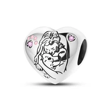 MULA European 925 Sterling Silver Girl Hugs Dog Love DIY Charm CZ for Bracelet