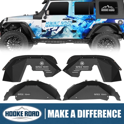 Hooke Road 4* Aluminum Front +Rear Inner Fender Liner For 07-18 Jeep Wrangler JK