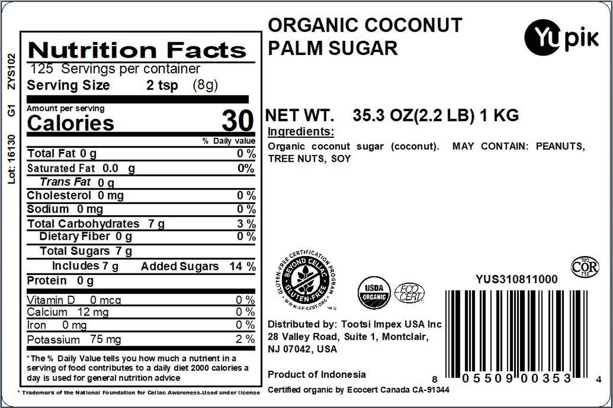 Organic Coconut Palm Sugar 2.2 Lb (35.2 Oz), USDA Certified, Non-Gmo, Vegan, Glu