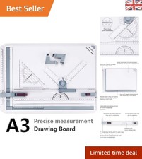 A3 Multi-Function Drawing Board with Adjustable Tilt & Locking Ruler - 51x36.5cm