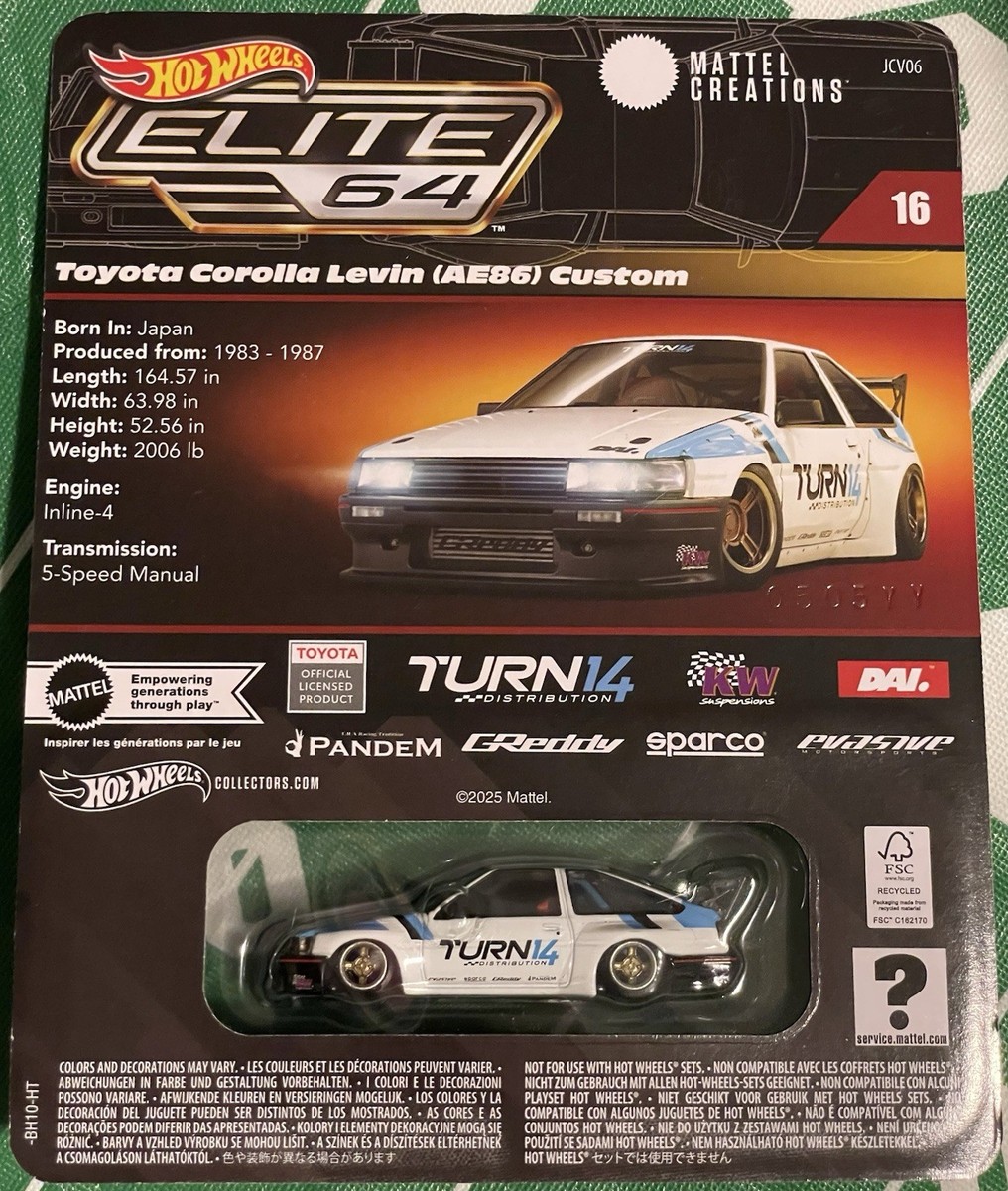 ミニカー Hot Wheels Elite 64 Toyota Corolla Levin Hot Wheels Elite 64 Toyota Corolla Levin (AE86) Custom